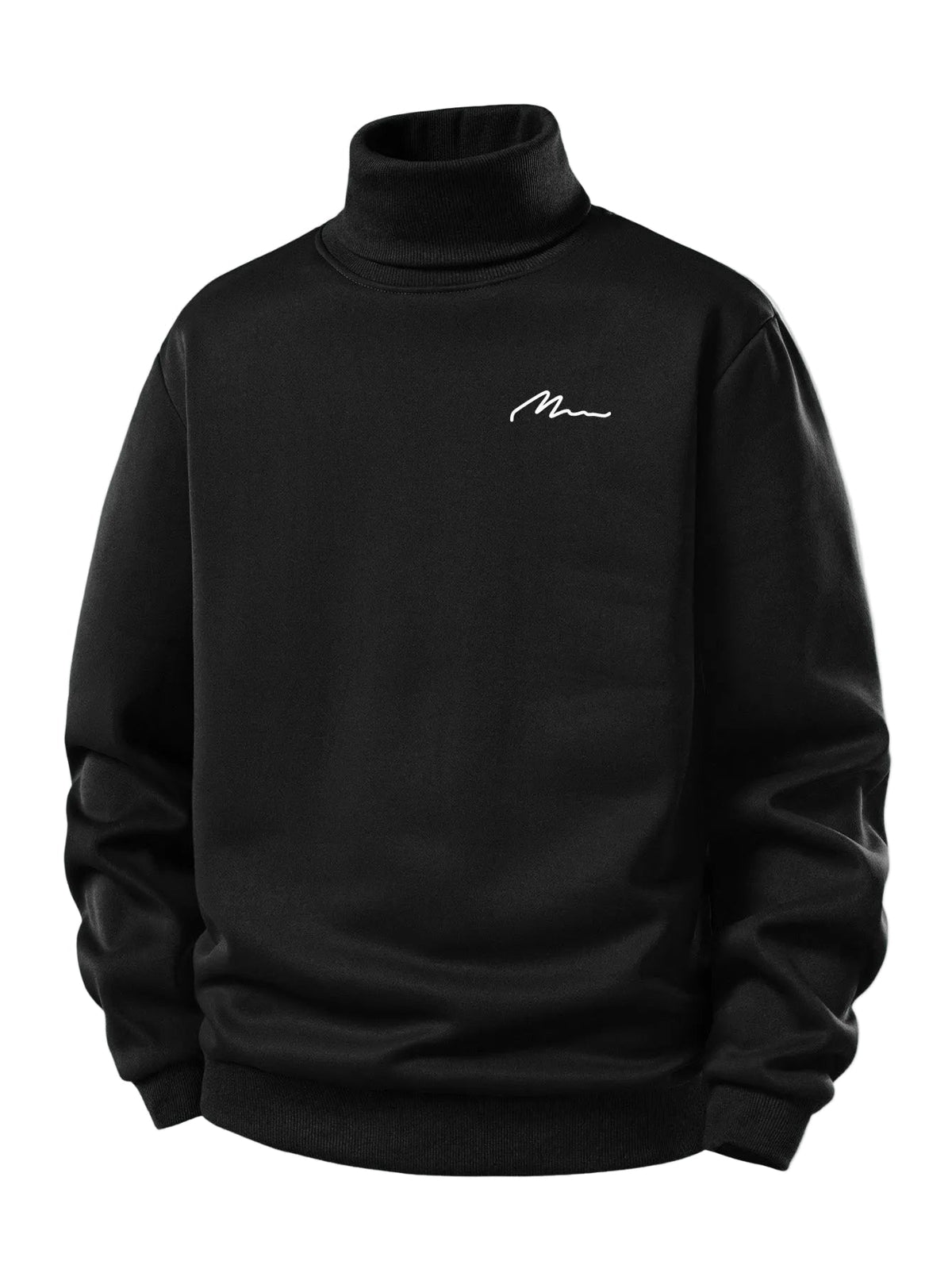 Herren Teddy Fleece Rollkragen Sweatshirt – Warme Casual Pullover - Schwarz