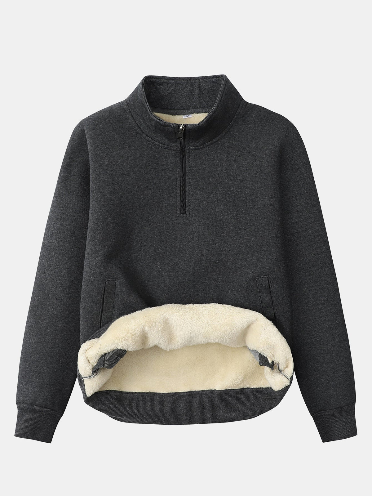 Herren Teddy-Fleece Troyer – Wärmender Baumwollmix mit Stehkragen