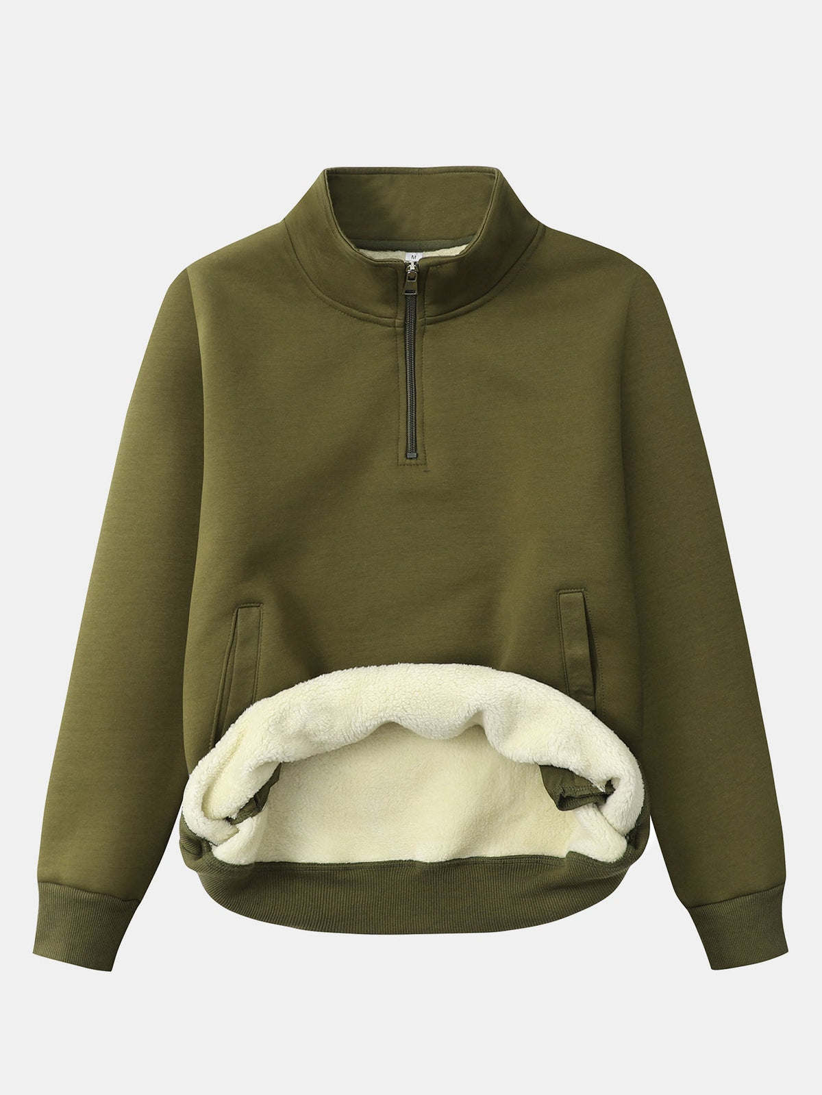Herren Teddy-Fleece Troyer – Wärmender Baumwollmix mit Stehkragen