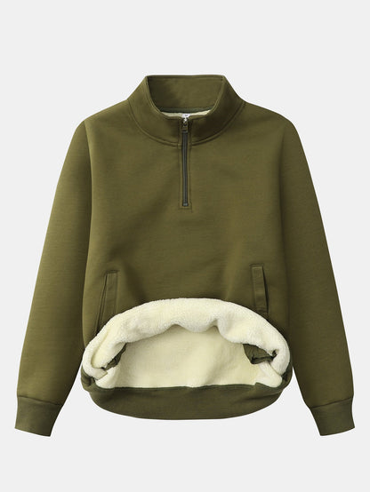 Herren Teddy-Fleece Troyer – Wärmender Baumwollmix mit Stehkragen