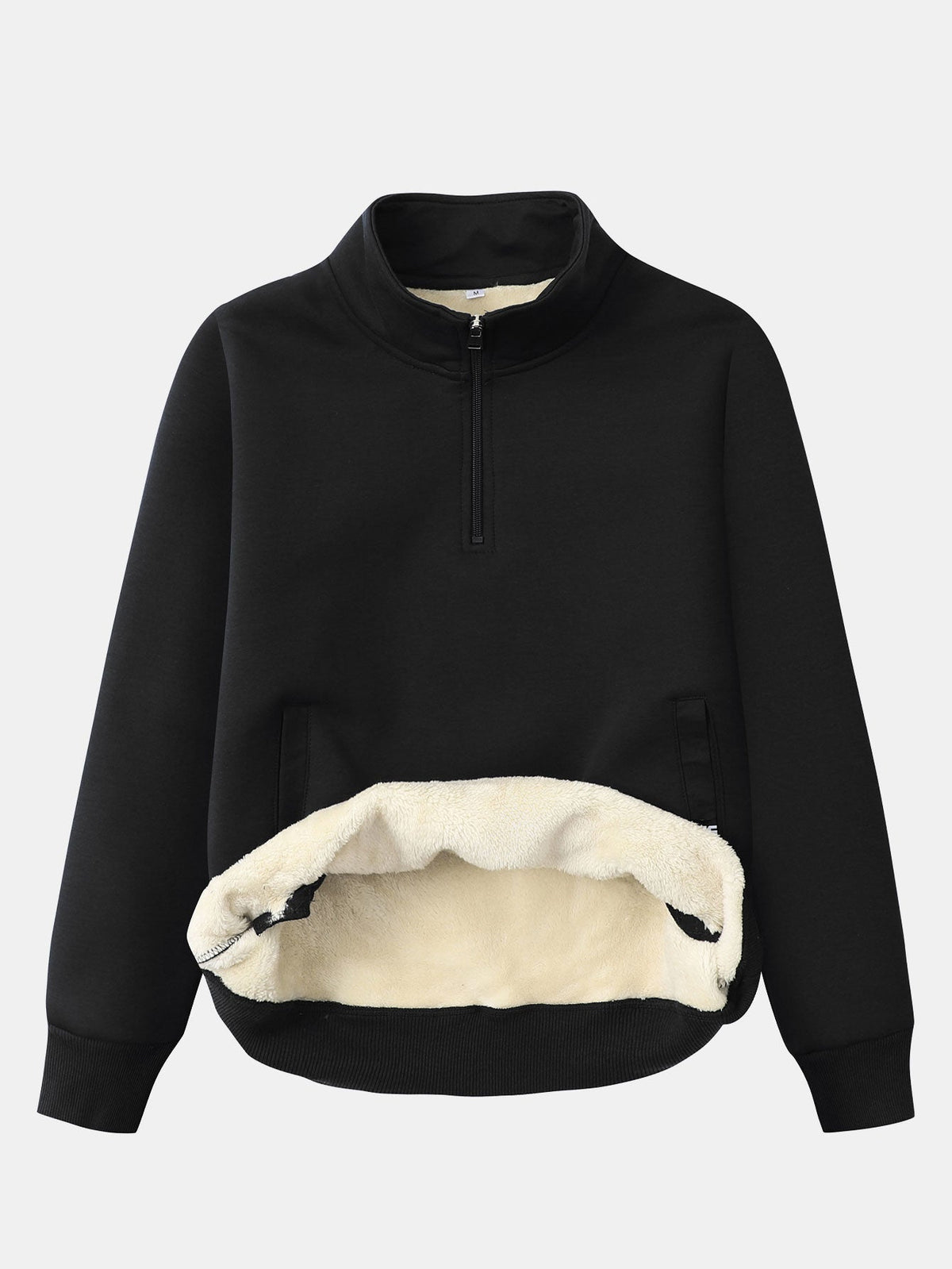 Herren Teddy-Fleece Troyer – Wärmender Baumwollmix mit Stehkragen