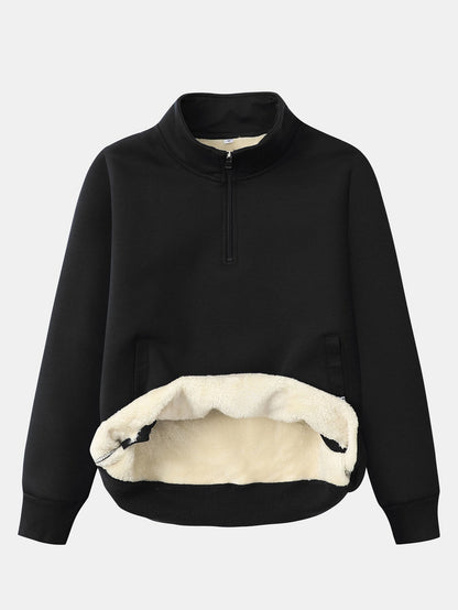 Herren Teddy-Fleece Troyer – Wärmender Baumwollmix mit Stehkragen