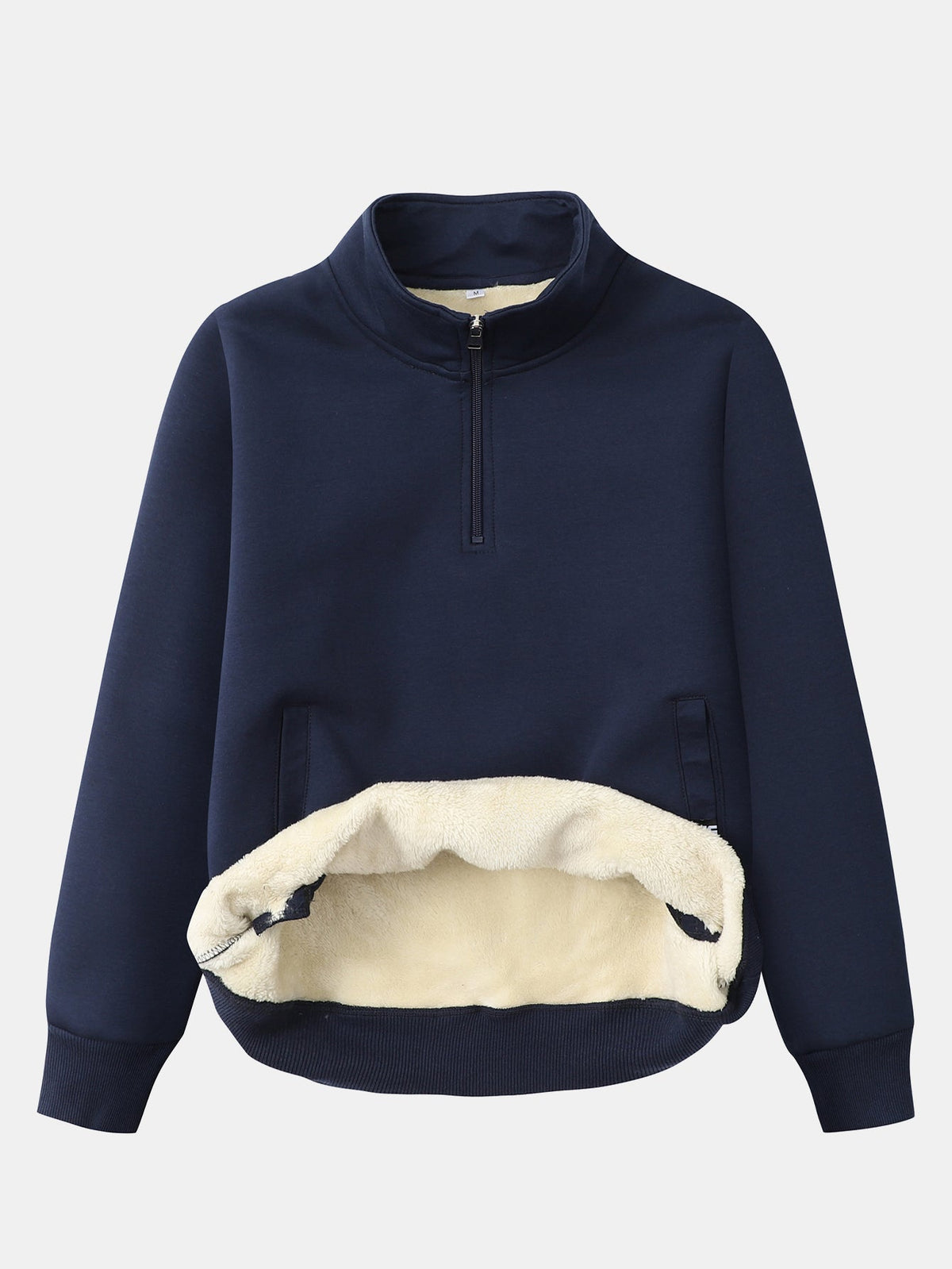 Herren Teddy-Fleece Troyer – Wärmender Baumwollmix mit Stehkragen