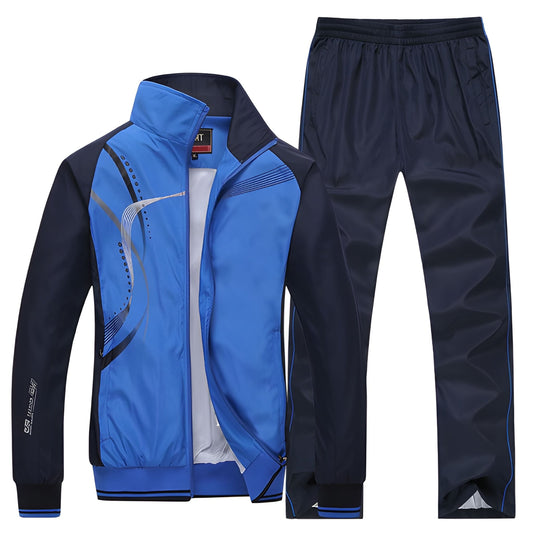 Herren Trainingsanzug zweiteilig - Sportlicher Casual Look - Blau