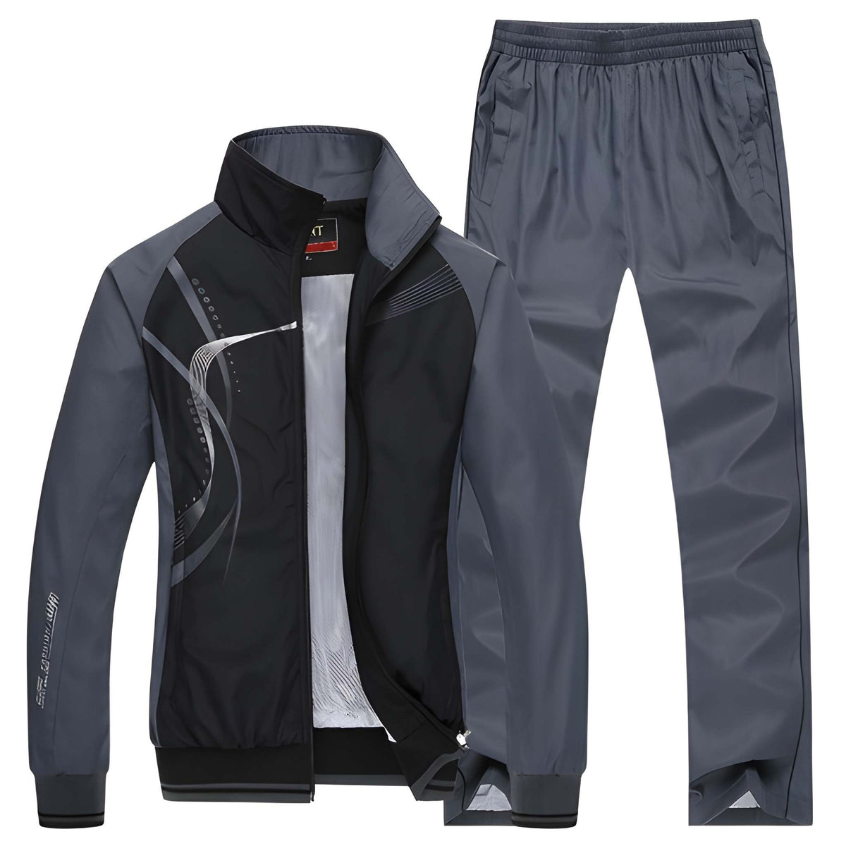 Herren Trainingsanzug zweiteilig - Sportlicher Casual Look - Schwarz
