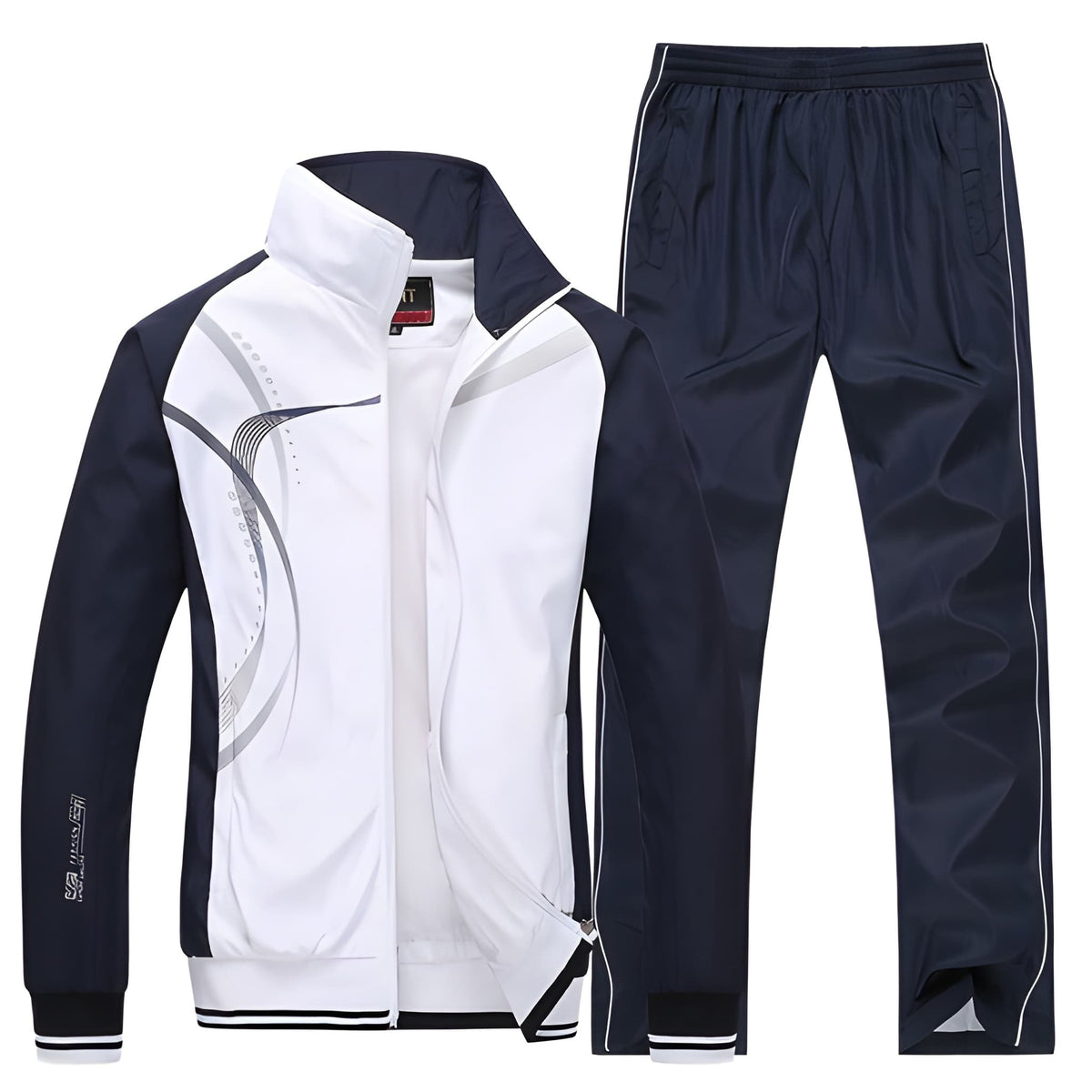 Herren Trainingsanzug zweiteilig - Sportlicher Casual Look - Weiß