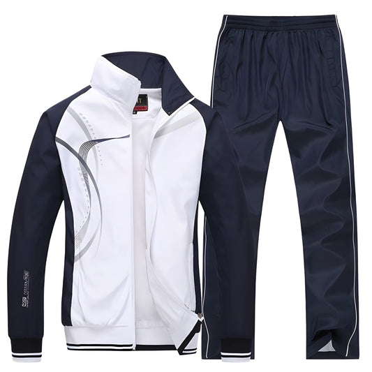 Herren Trainingsanzug zweiteilig - Sportlicher Casual Look - Weiß