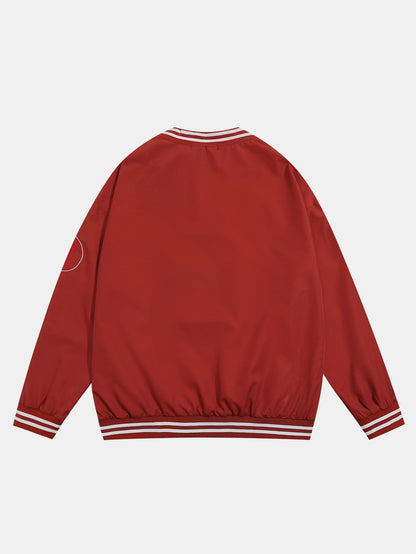 Herren V-Ausschnitt Baseball Sweatshirt – Oversized Fit Sportswear
