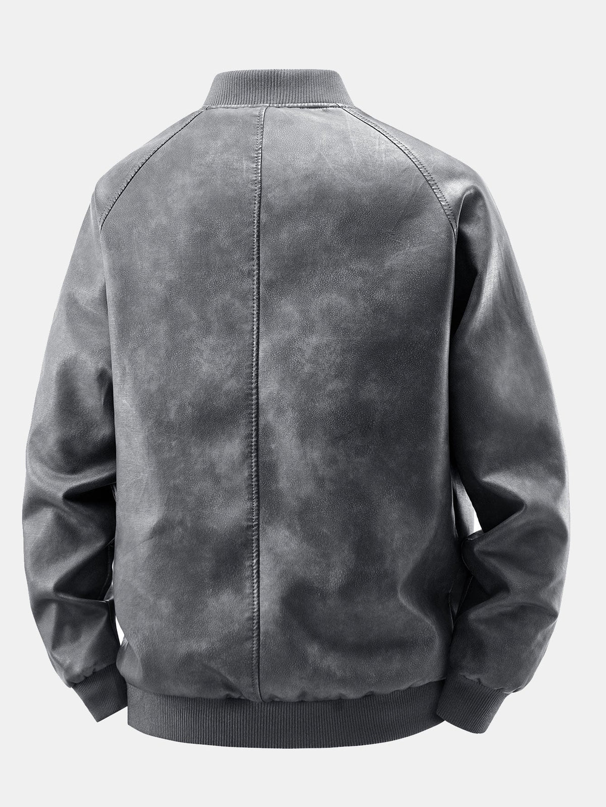 Herren Vintage Washed Kunstleder Bomberjacke - Entspannte Passform