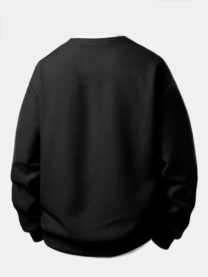 Herren Waffel-Struktur Sweatshirt - Entspannte Passform mit Kontrastkr