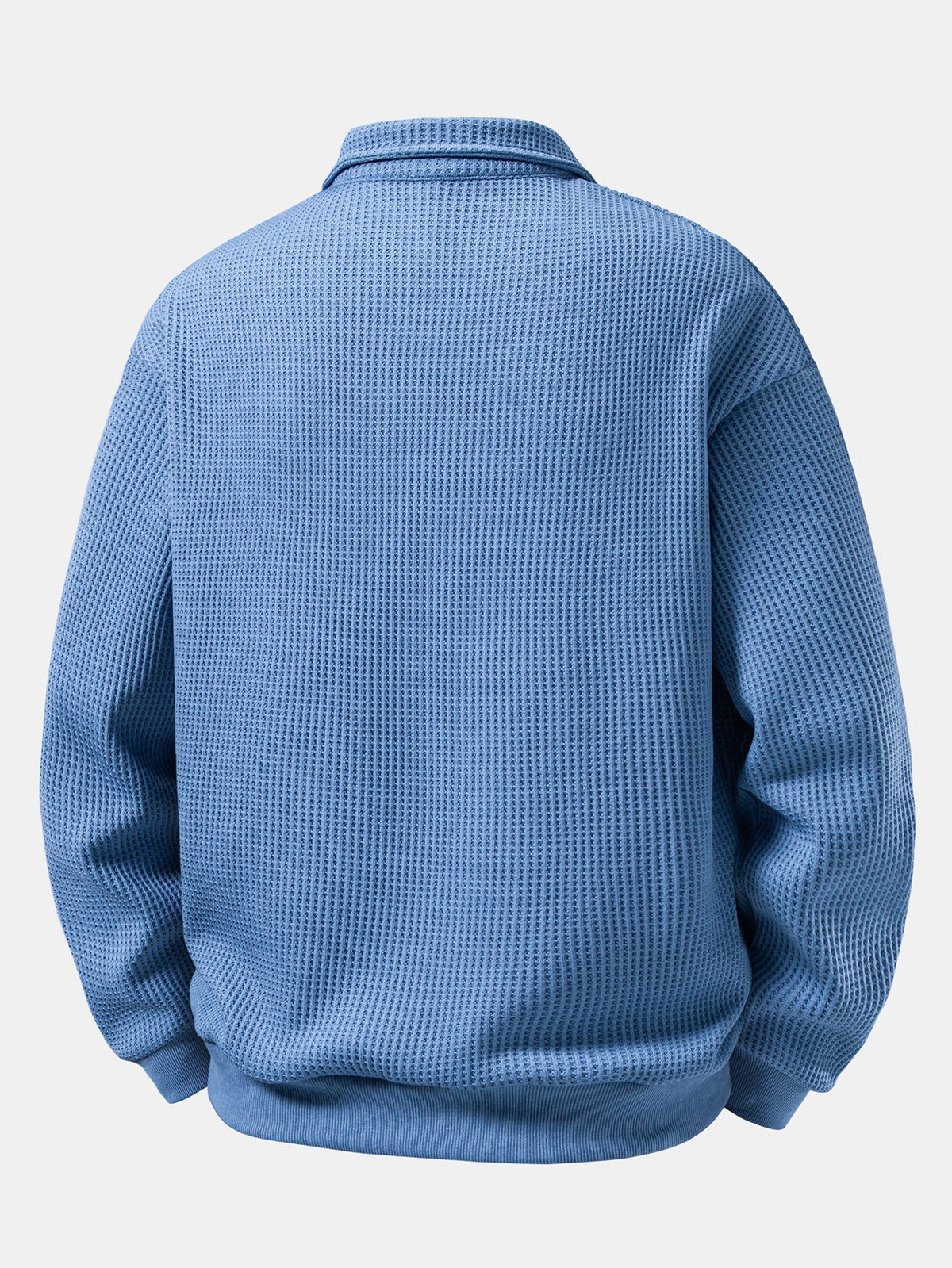 Herren Waffelpiqué Poloshirt mit Knopfkragen – Relaxed Fit Langarm