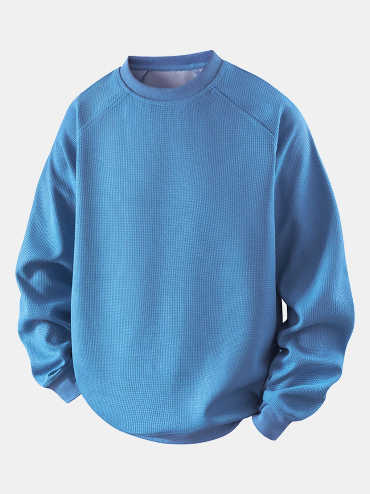 Herren Waffelpiqué Sweatshirt in blau, Entspannte Passform Raglanärmel