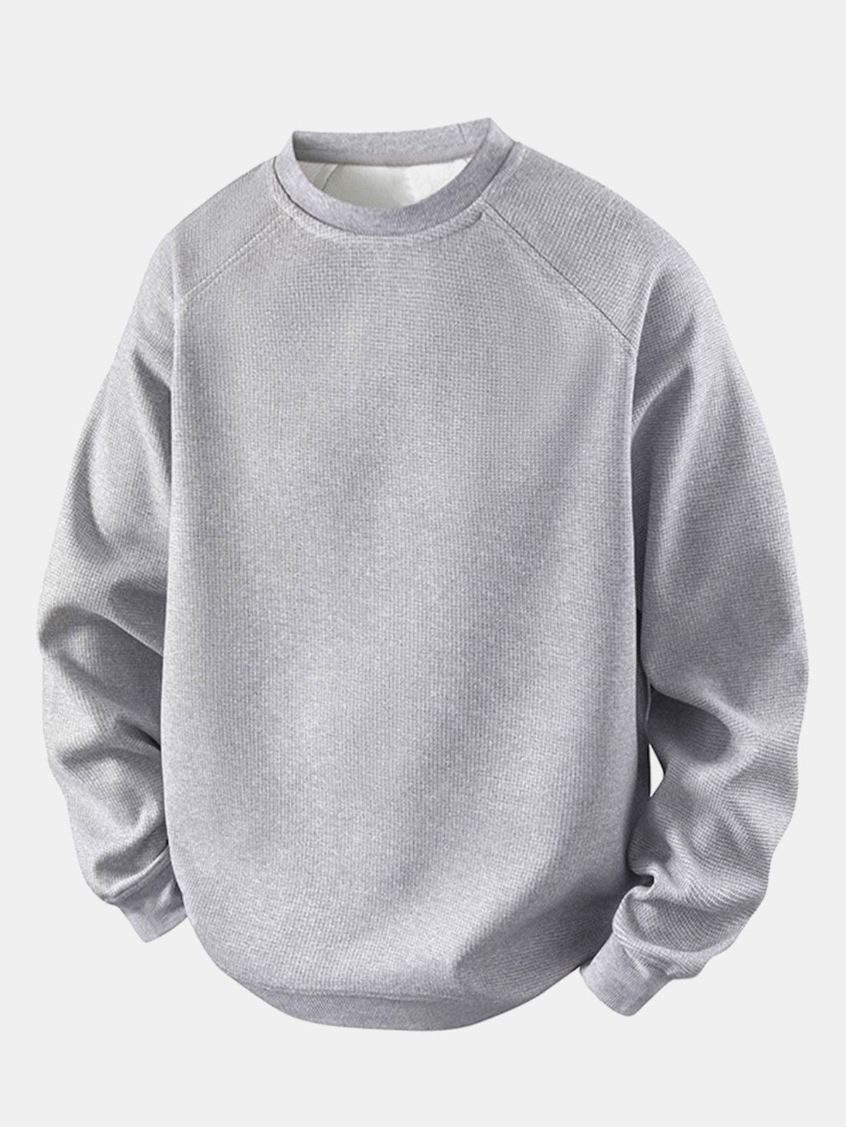 Herren Waffelpiqué Sweatshirt in grau, Entspannte Passform Raglanärmel