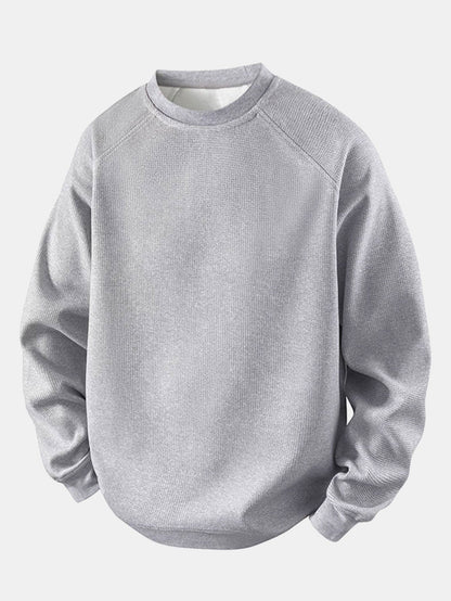 Herren Waffelpiqué Sweatshirt in grau, Entspannte Passform Raglanärmel