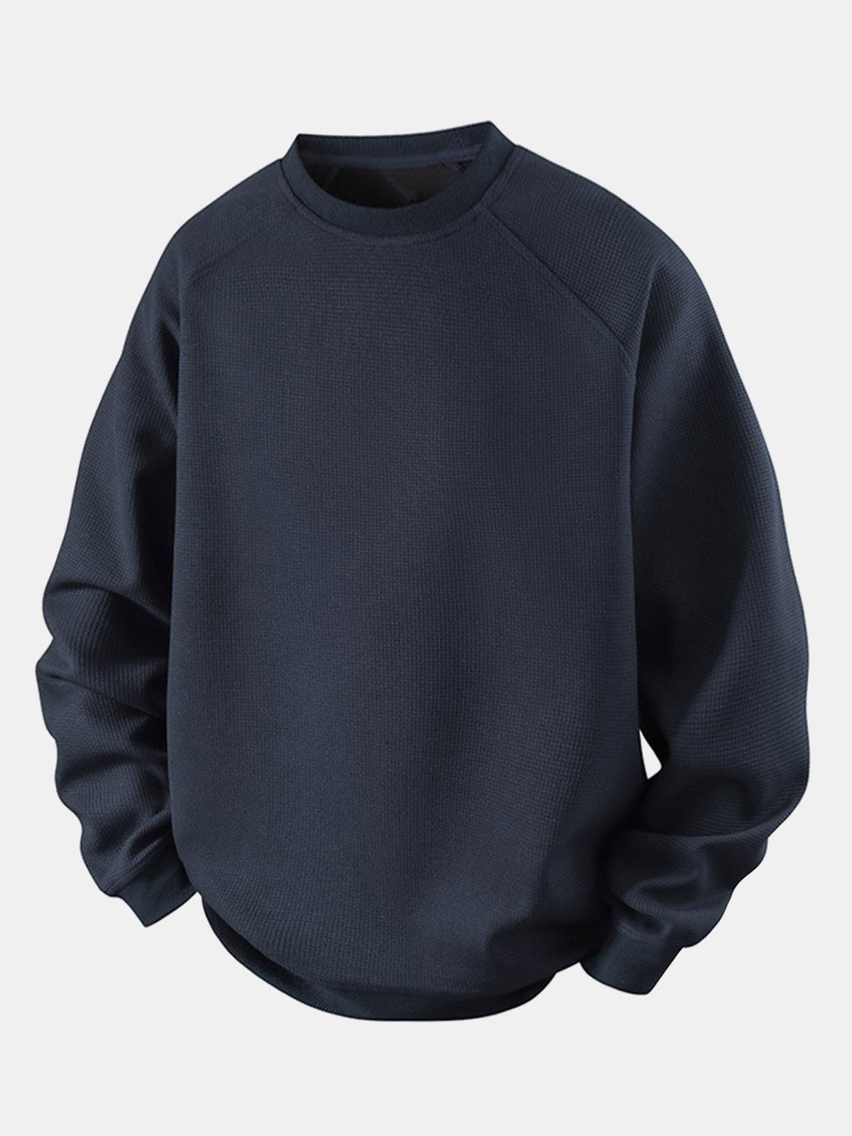 Herren Waffelpiqué Sweatshirt in marineblau, Entspannte Passform Raglanärmel