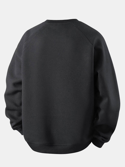 Herren Waffelpiqué Sweatshirt - Entspannte Passform Raglanärmel