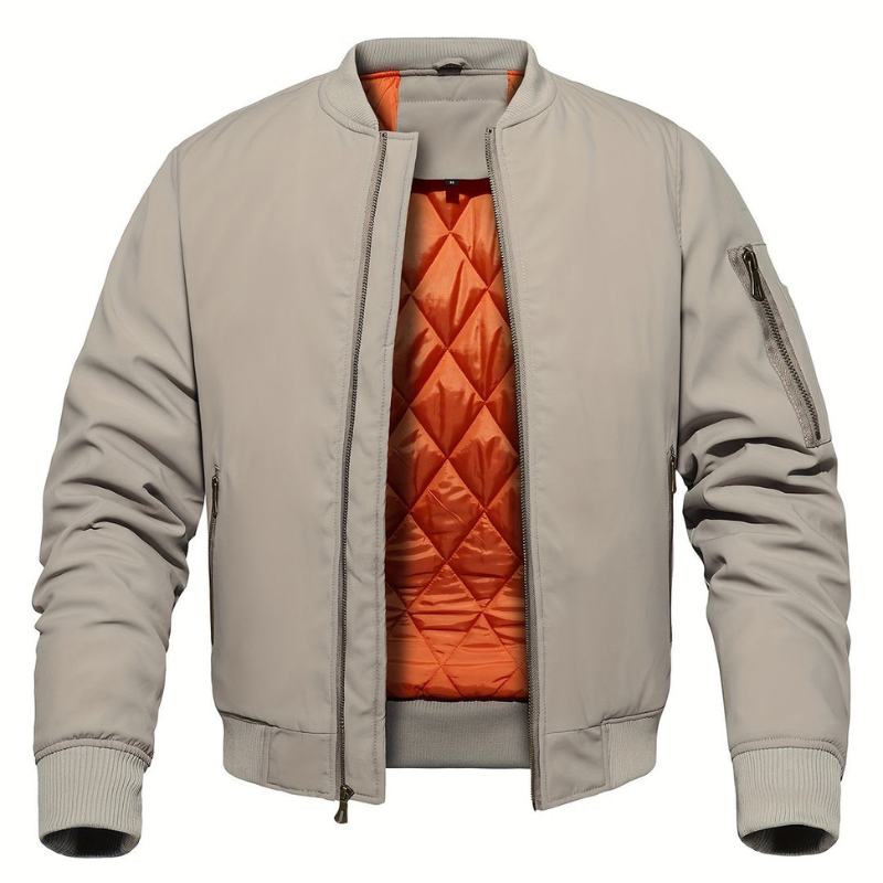 Herren Winterjacke Bomber mit Stehkragen - Klassisch & Warm - Beige