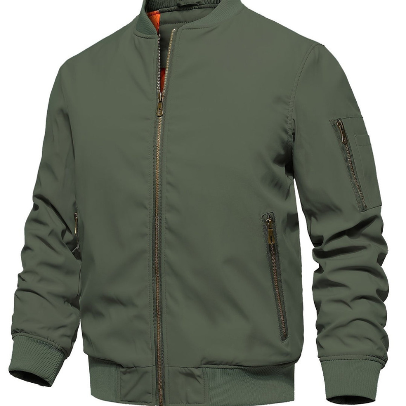 Herren Winterjacke Bomber mit Stehkragen - Klassisch & Warm - Olivgrün