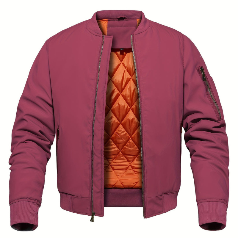 Herren Winterjacke Bomber mit Stehkragen - Klassisch & Warm - Rot