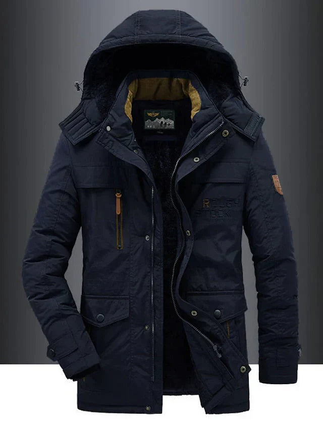Herren Winterjacke Militär-Stil in blau, Robust & Warm