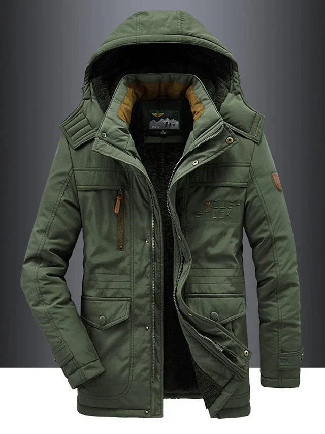 Herren Winterjacke Militär-Stil in grün, Robust & Warm