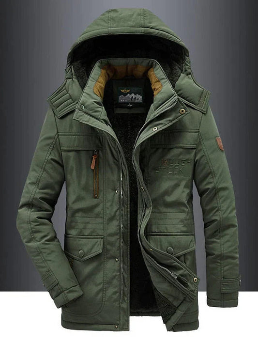 Herren Winterjacke Militär-Stil in grün, Robust & Warm