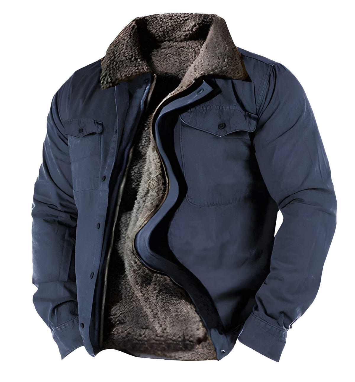 Herren Winterjacke Military in blau, Funktionale Taschen & Strapazierfähig