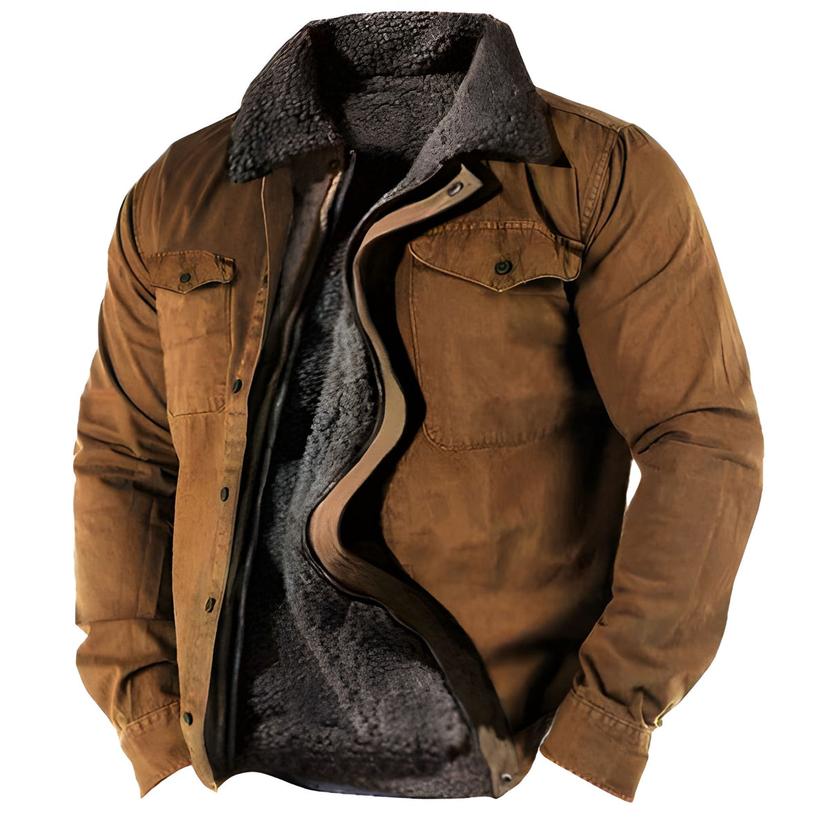 Herren Winterjacke Military in braun, Funktionale Taschen & Strapazierfähig