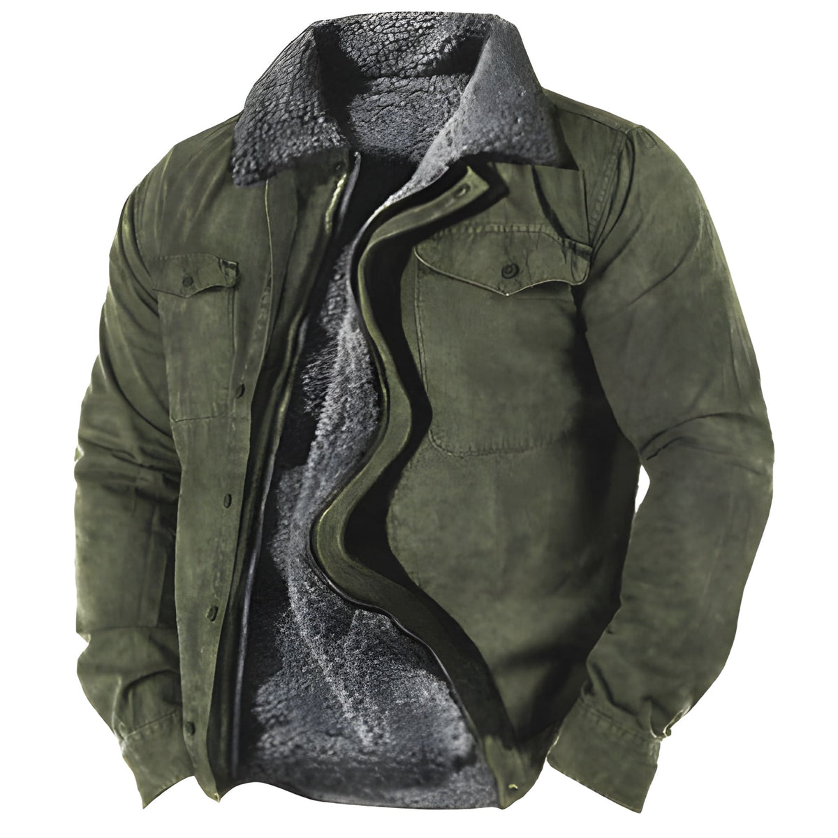 Herren Winterjacke Military in grün, Funktionale Taschen & Strapazierfähig