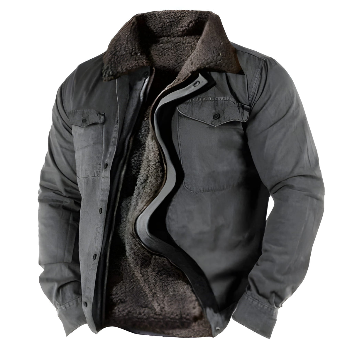Herren Winterjacke Military in grau, Funktionale Taschen & Strapazierfähig