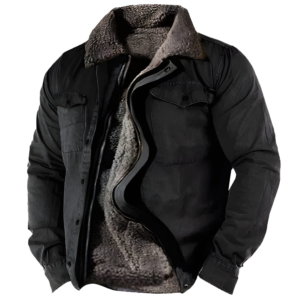 Herren Winterjacke Military in schwarz, Funktionale Taschen & Strapazierfähig