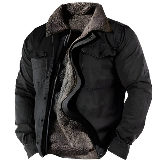 Herren Winterjacke Military in schwarz, Funktionale Taschen & Strapazierfähig