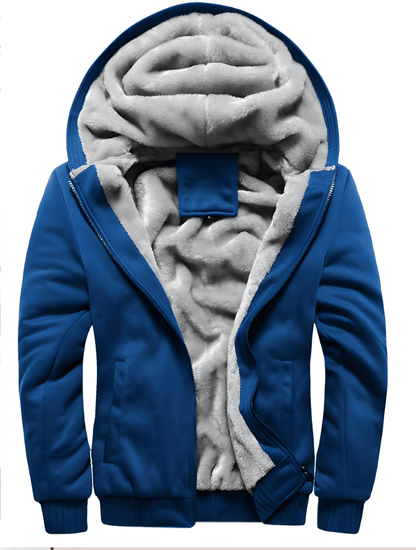 Herren Winterjacke mit Kapuze - Flauschige Übergangsjacke - Blau