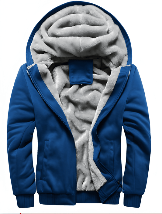Herren Winterjacke mit Kapuze - Flauschige Übergangsjacke - Blau