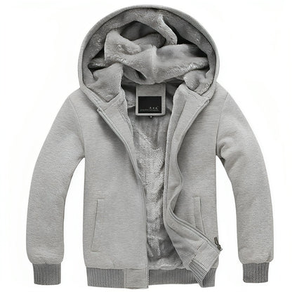 Herren Winterjacke mit Kapuze - Flauschige Übergangsjacke - Grau