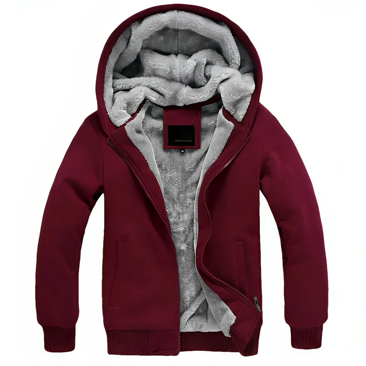 Herren Winterjacke mit Kapuze - Flauschige Übergangsjacke - Rot