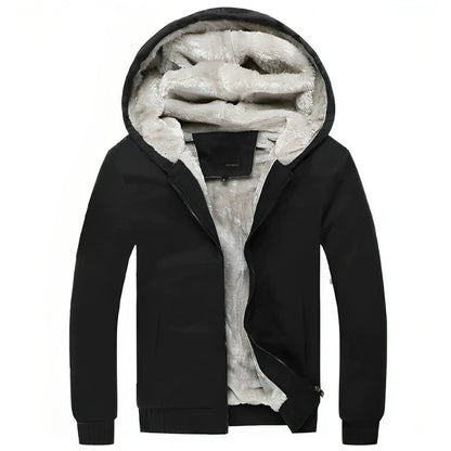Herren Winterjacke mit Kapuze - Flauschige Übergangsjacke - Schwarz