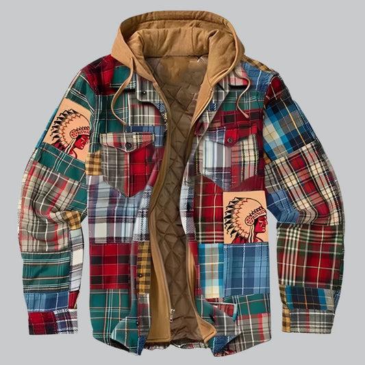 Herren Winterjacke mit Kapuze & Karomuster - Gesteppt - Karomuster