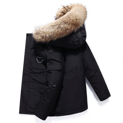 Herren Winterjacke mit Kapuze in schwarz, Warm und elegant