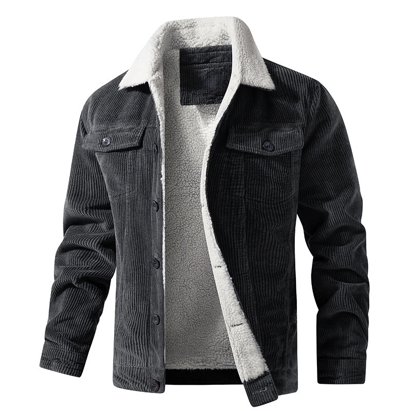 Herren Winterjacke mit Plüschfutter - Warme Casual Jacke - Grau