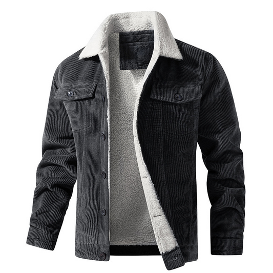 Herren Winterjacke mit Plüschfutter - Warme Casual Jacke - Grau