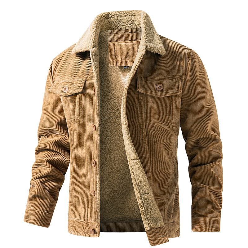Herren Winterjacke mit Plüschfutter - Warme Casual Jacke - Khaki