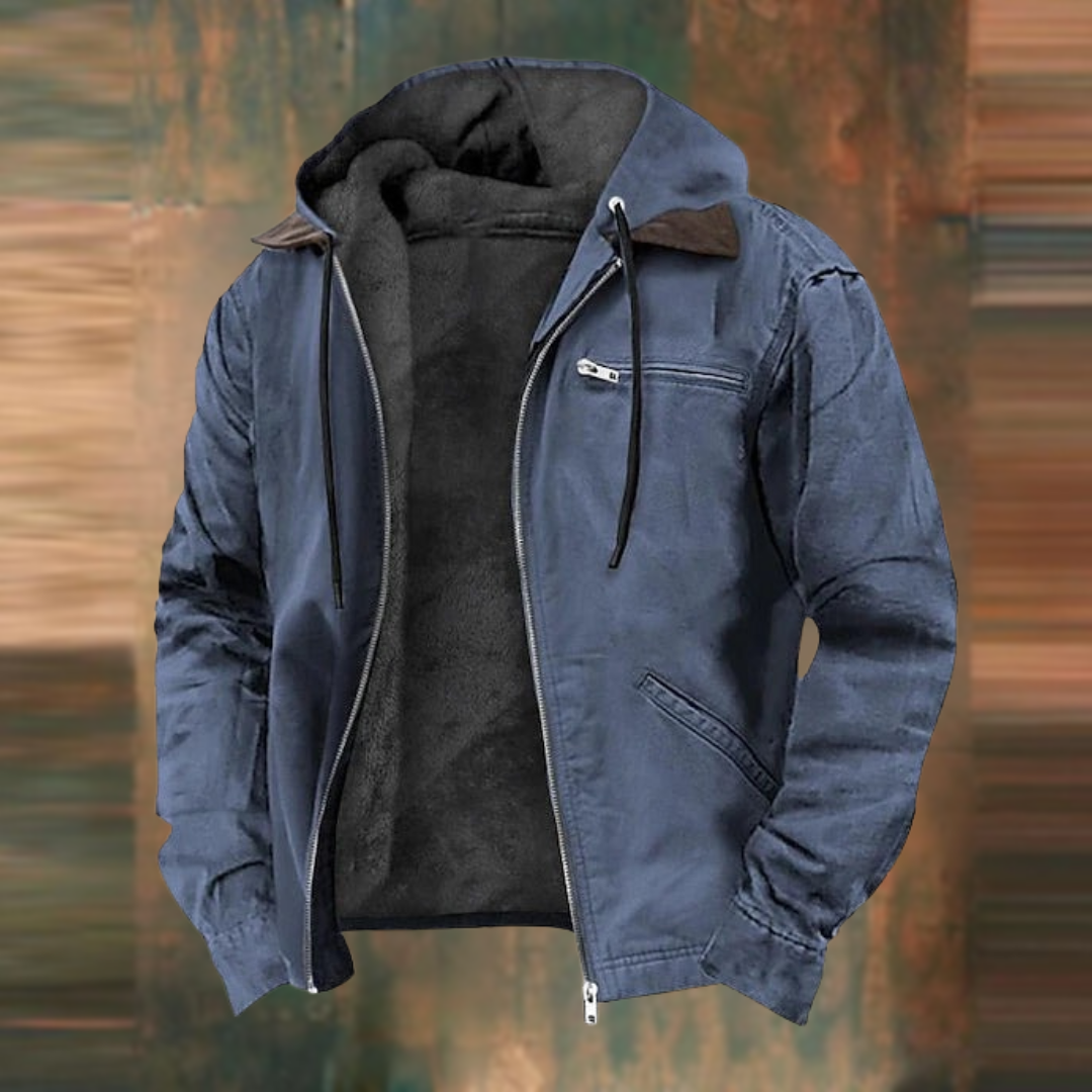 Herren Winterjacke mit Wattierung in blau, Klassischer Schnitt