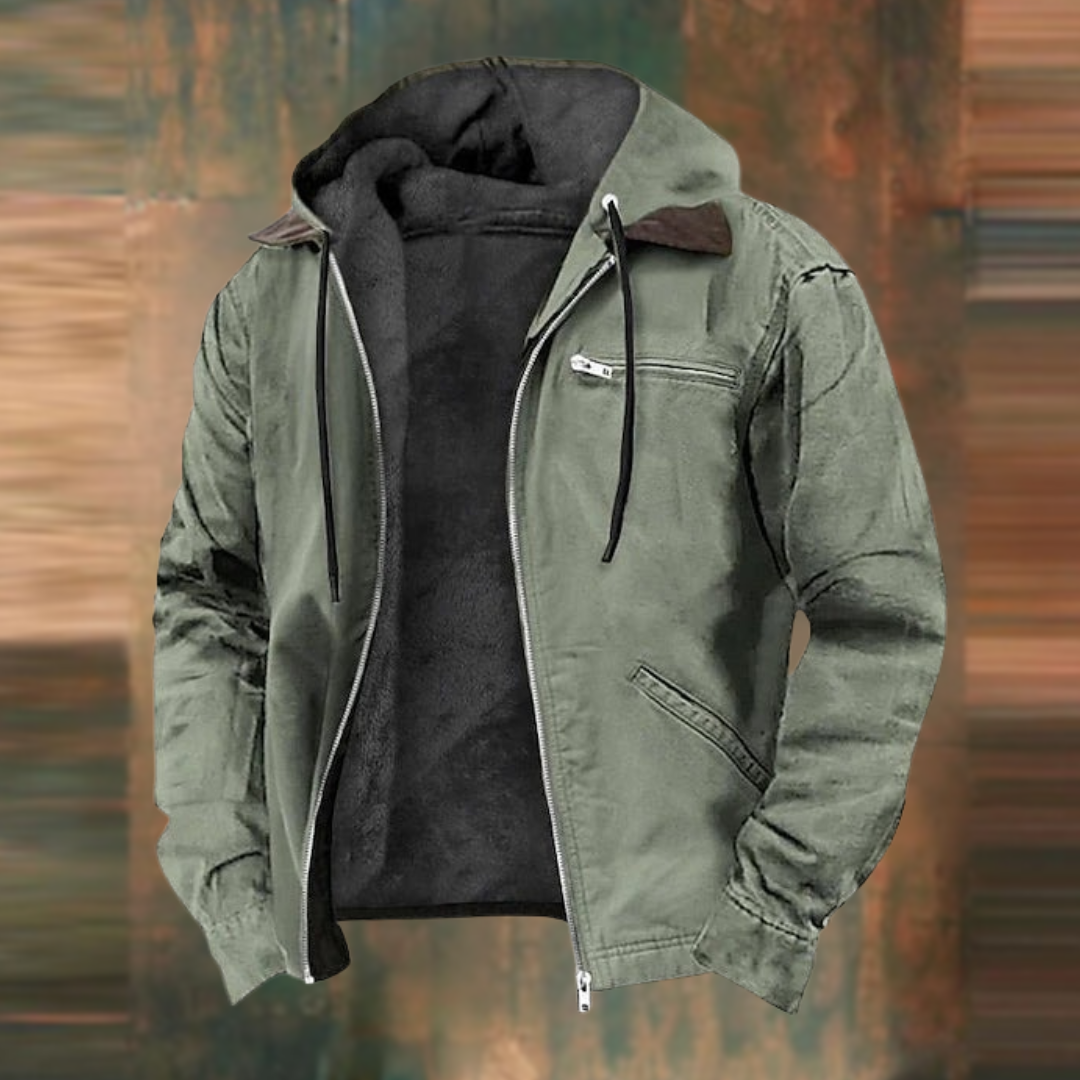 Herren Winterjacke mit Wattierung in grün, Klassischer Schnitt