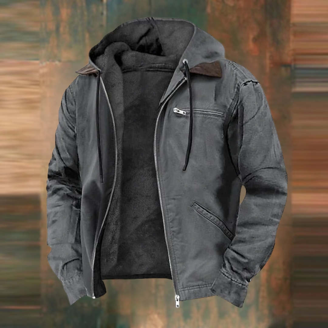 Herren Winterjacke mit Wattierung in grau, Klassischer Schnitt