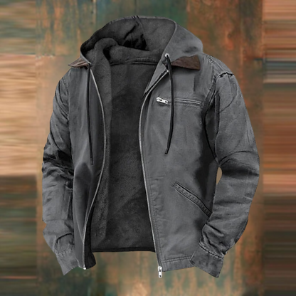 Herren Winterjacke mit Wattierung in grau, Klassischer Schnitt