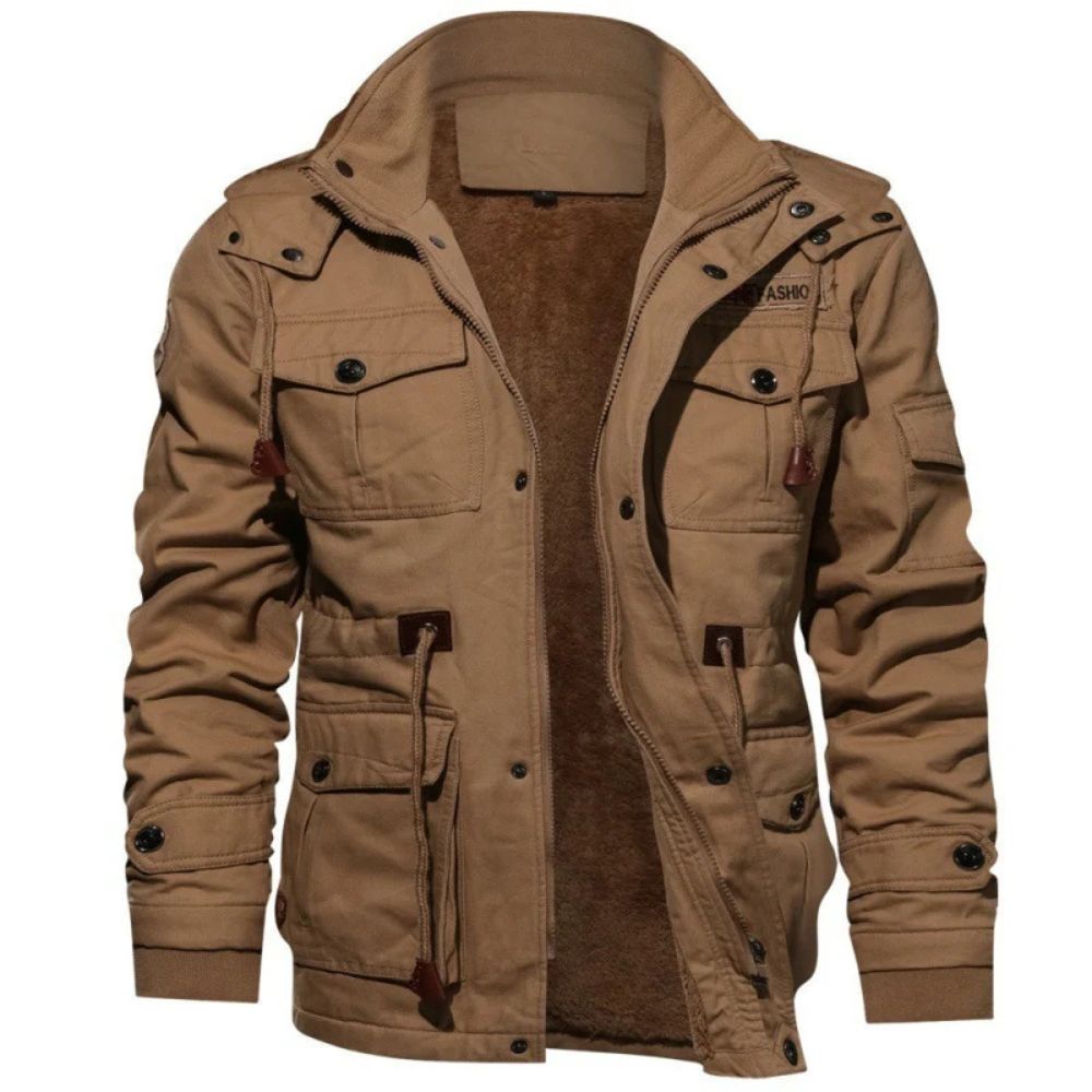 Herren Winterjacke mit Wattierung in braun, Robust & Warm