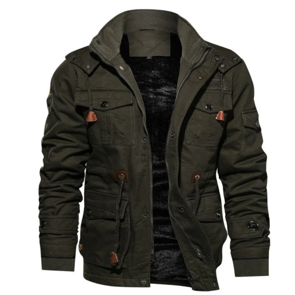 Herren Winterjacke mit Wattierung in grün, Robust & Warm