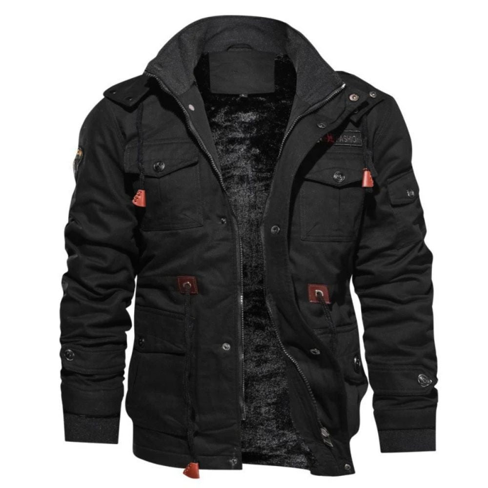 Herren Winterjacke mit Wattierung in schwarz, Robust & Warm