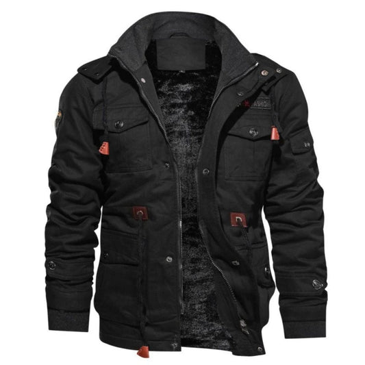 Herren Winterjacke mit Wattierung in schwarz, Robust & Warm